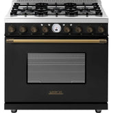Superiore Deco 48-Inch Gas Double Oven Freestanding Range in Black and Cream Matte with Bronze Trim - RD482GCNCB_